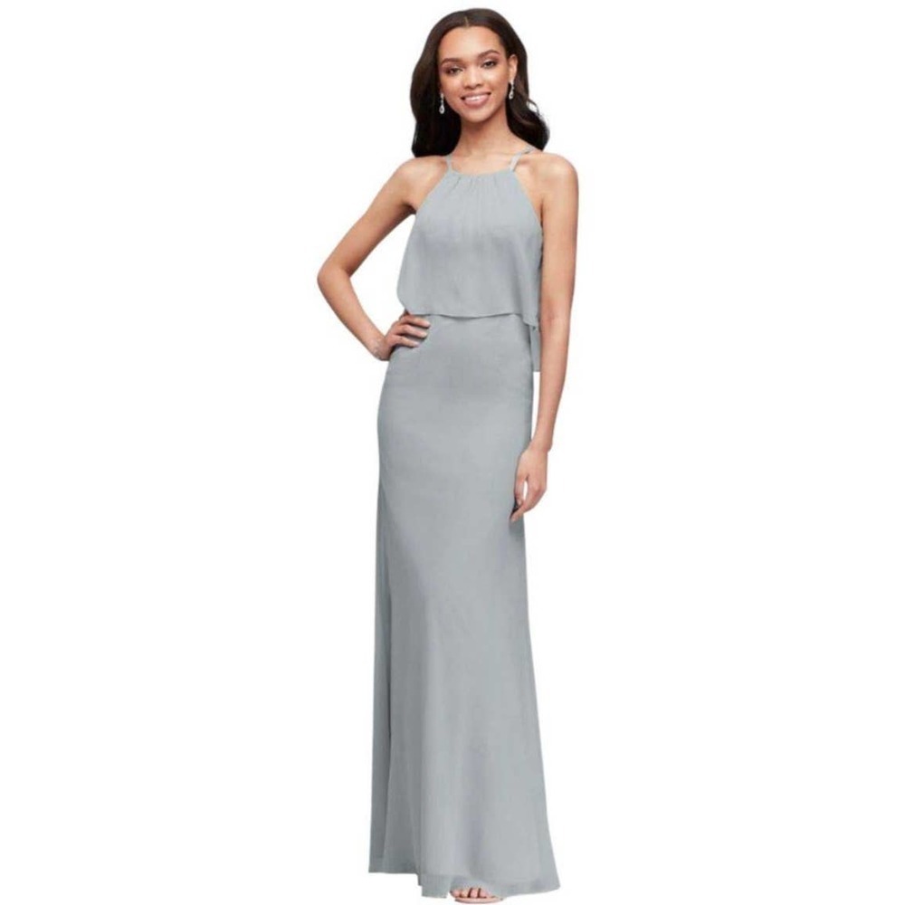 David’s Bridal Flounced Crinkle Chiffon Dress size 12